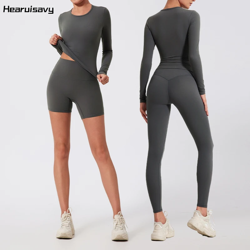 

Hearuisavy Yoga Suit Quick-Dry Gym Set Women Tracksuit Running Workout Long Sleeve Wear Sports Shirt Set Yoga Clothes Women