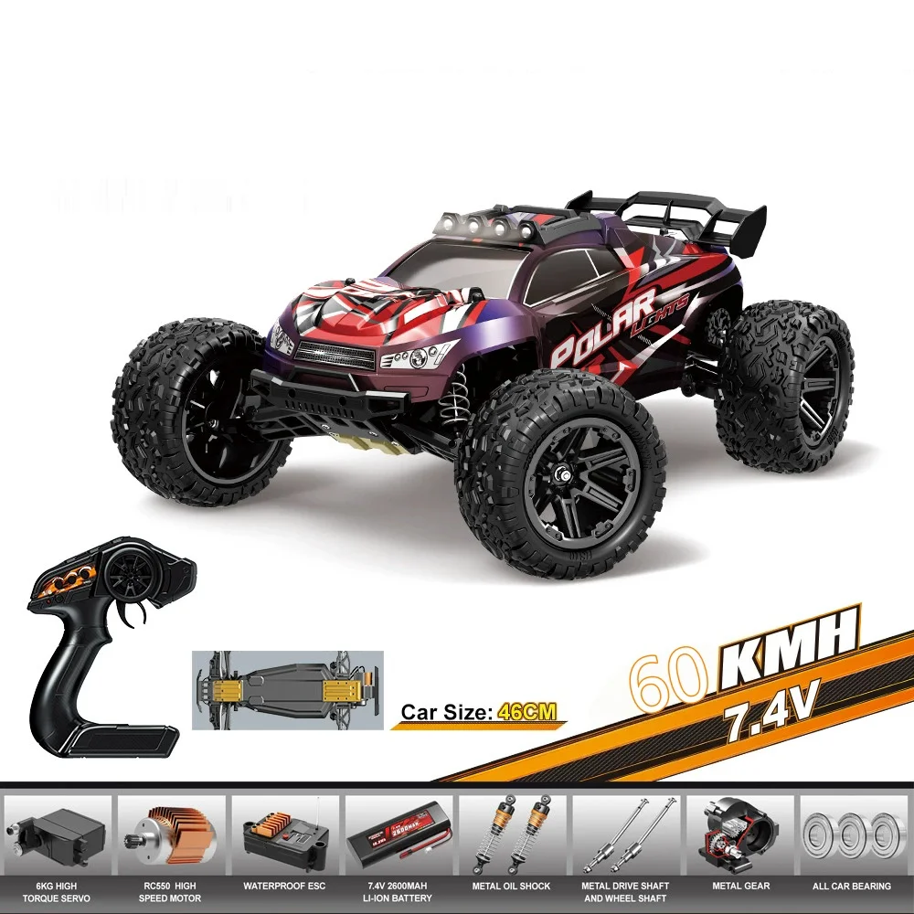 Coche teledirigido de gran tamaño 1:8, coche de carreras de derrape de alta velocidad, 60 KM/H, 2,4G, 4WD, súper amortiguador, camión teledirigido, modelo de juguete, regalos para adultos