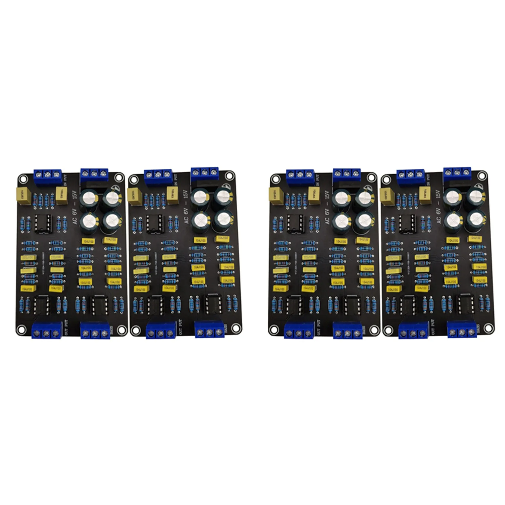 4 個 2 ウェイアクティブクロスオーバーフィルター高音低音オーディオスピーカー周波数分周器 NE5532 プレチップ付き修正されたオーディオ-BCBW