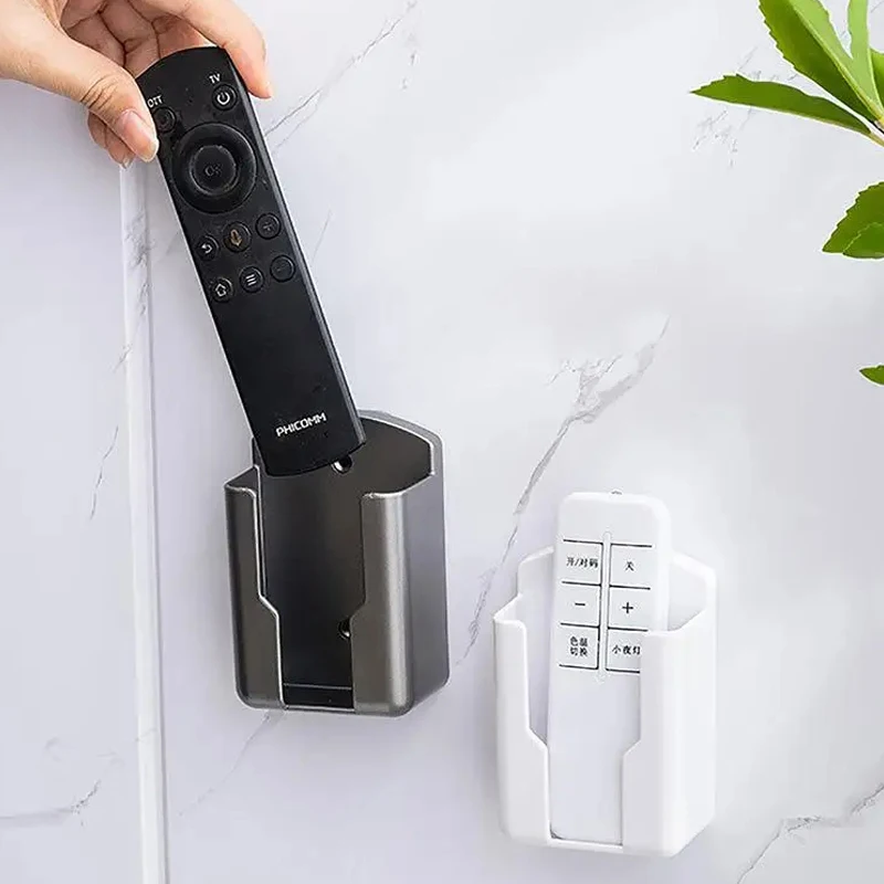 Remote Control Holder Wall Mounted Storage Box Cosmetic Bathroom Rack Shelf Adhesive Home Mobile Phone Plug Case