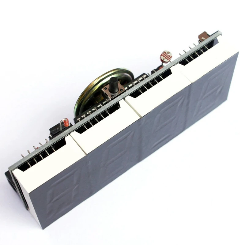 Abgr-compact digital led de 4 dígitos falando relógio kit diy controle de luz temperatura data hora vitrine transparente (verde)