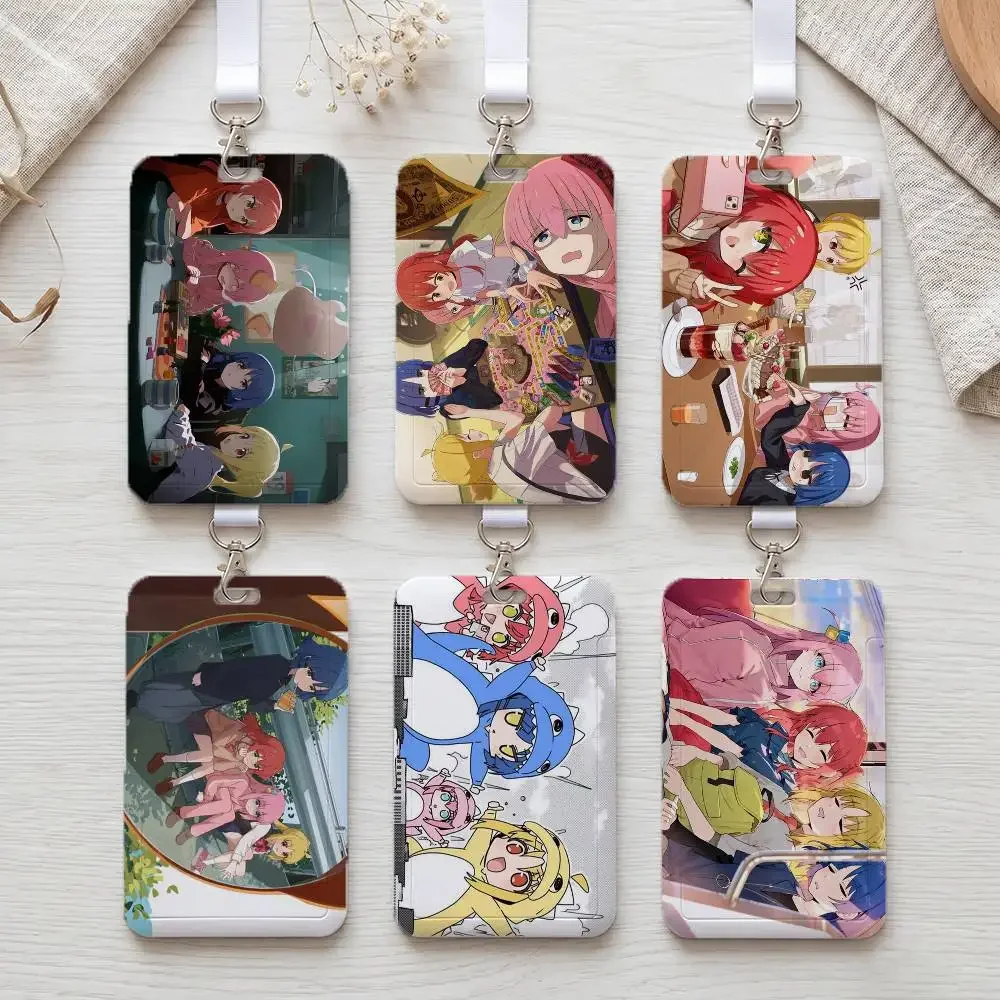 Anime Bochi THE ROCKS - Funda portátil para tarjetas de identificación de personal de oficina, funda para tarjetas con cordón