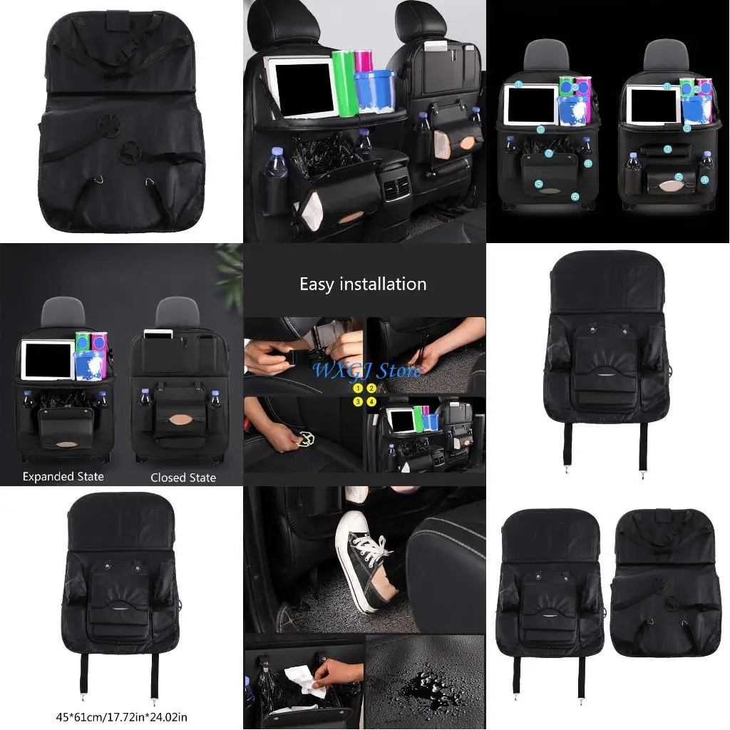 

37JE Backseat Car Kick Mats Back for Seat Protector with for Touch Screen Tablet Holder for Kids Kick Mat Storage P