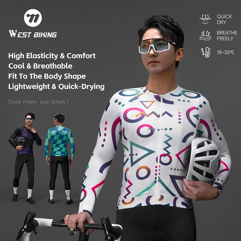 

WEST BIKING велосипедный трикотаж с длинным рукавом, летняя дышащая велосипедная мотоциклетная верхняя рубашка, разноцветная быстросохнущая спортивная одежда