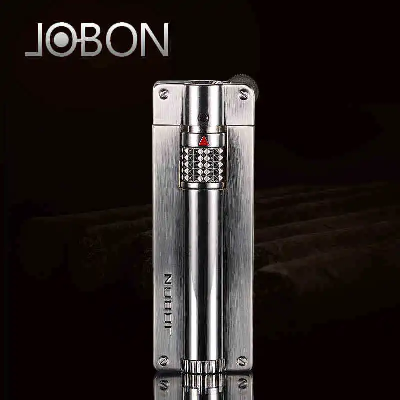 2023 New JOBON Creative Metal Outdoor Windproof Butane Gas Lighter Straight Blue Flame Turbo Torch Jet Cigar Lighter Men\'s Gift