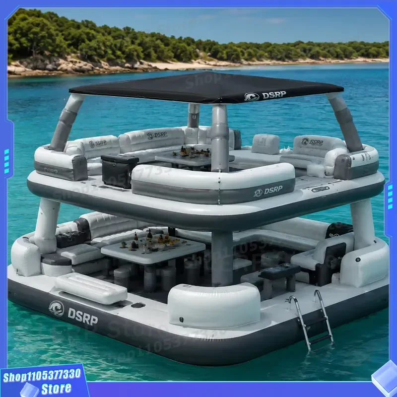 Sofá Inflable Grande de PVC, Isla Flotante Doble para Piscina, Playa, Resort, con Logotipo Personalizado, Uso Comercial en Alquiler, Junto al Lago