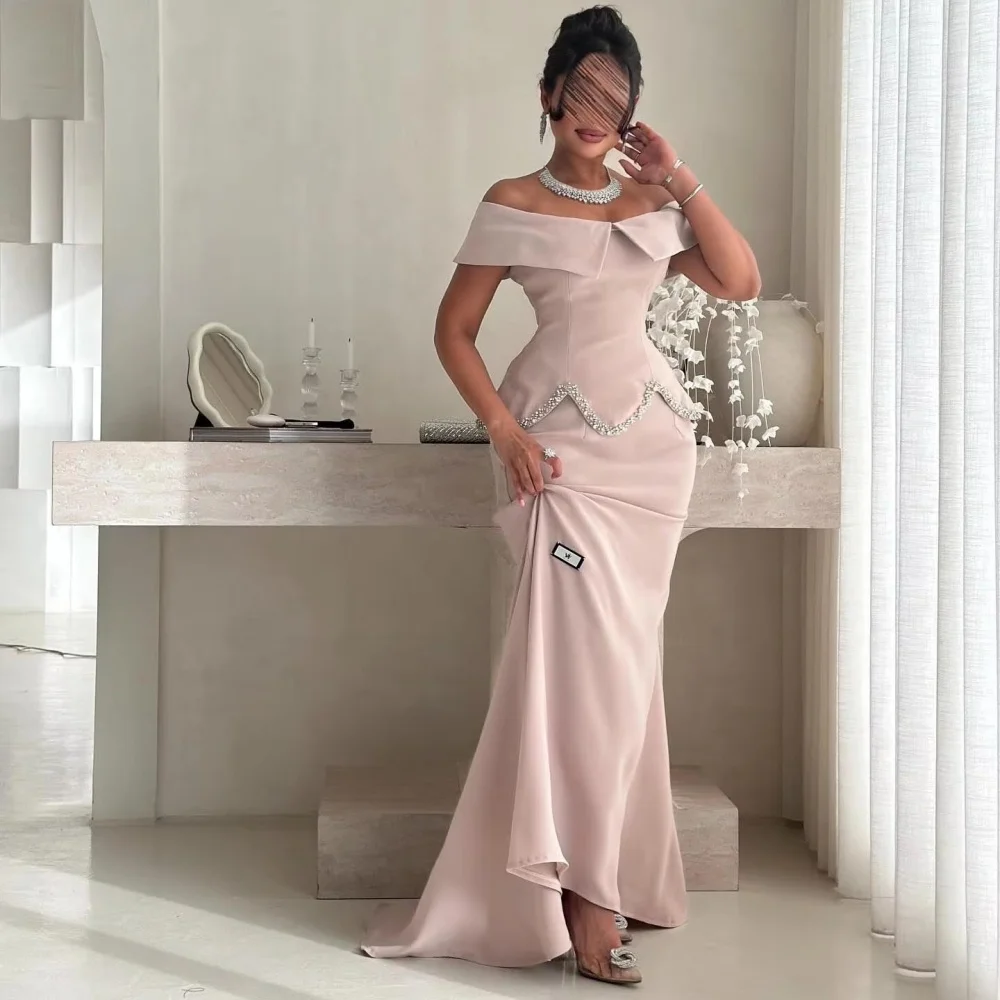 

Customized Exquisite Off The Shoulder Mermaid Evening Dress Charming Beading Prom Dress Sexy Ruffles Party Gown فساتين سهرة