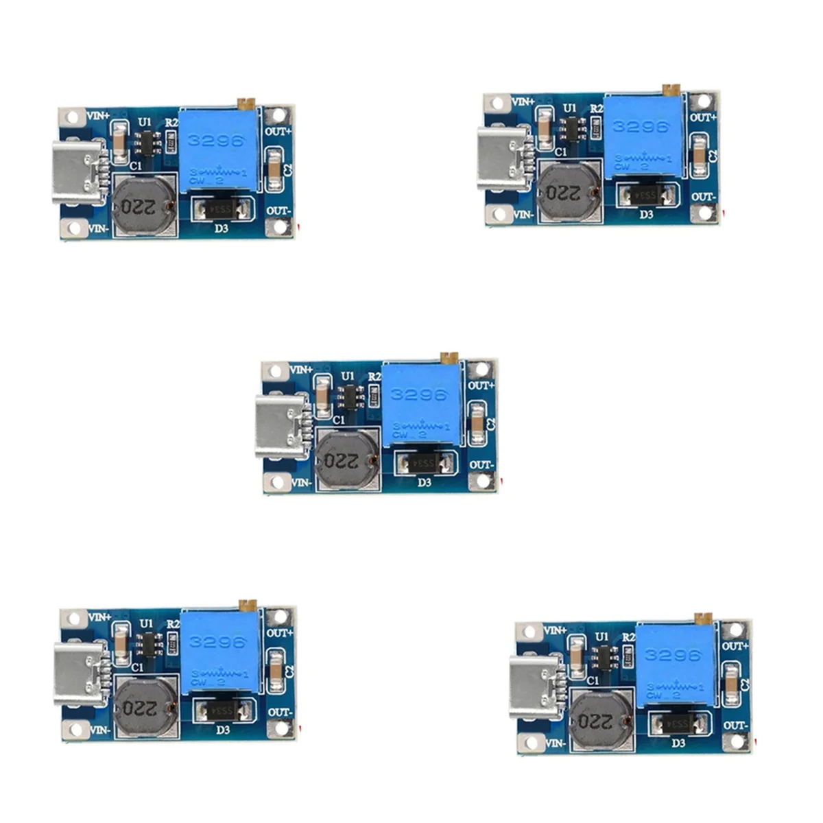 

5Pcs 2A DC-DC MT3608 Step Up Boost Module with TYPE-C-USB, Step Up Boost Converter Power Supply Voltage Regulator