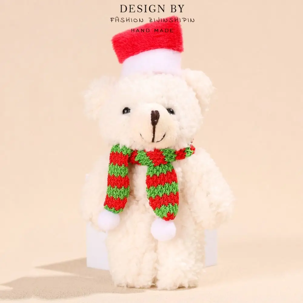 ผ้าพันคอหมีดอกไม้คริสต์มาสตุ๊กตาหมีตุ๊กตาผ้าฝ้าย PP คริสต์มาสตุ๊กตาหมีน่ารักนุ่มคริสต์มาสหมีตุ๊กตาจี้