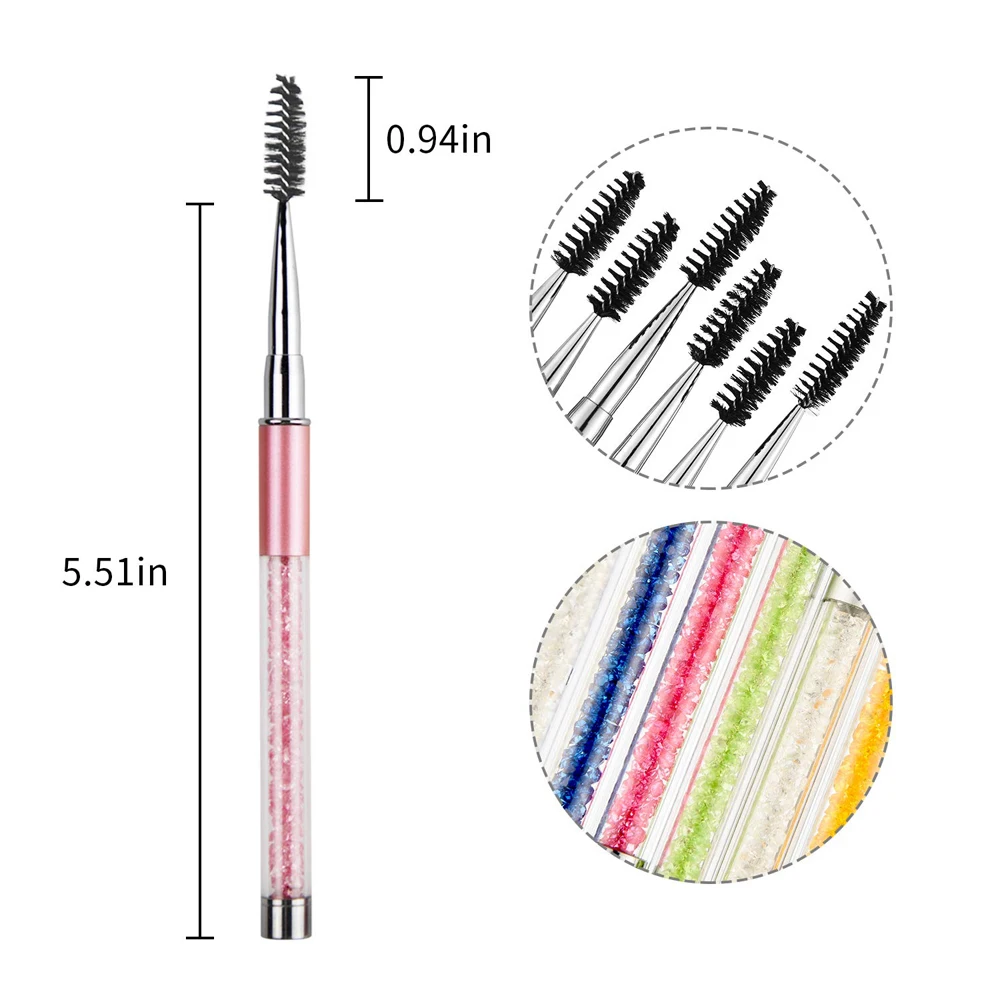 Crystal Rhinestone 7 Colors Eyelash Mascara Wands Applicator Spoolers Brush Makeup Eyelash Brushes Eyelashes Extension Tool