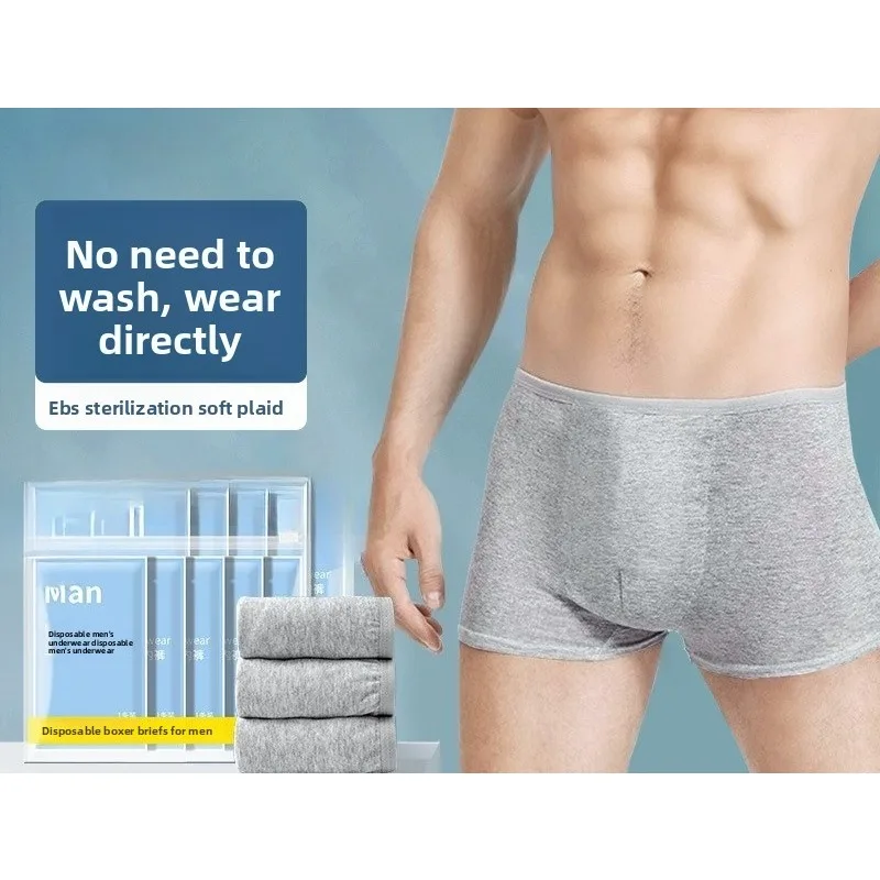 

Men's Disposable Boxer Briefs Travel Underwear 5-Pack Cotton Individually Wrapped Disposable Shorts for Business Trip Hotel Spa