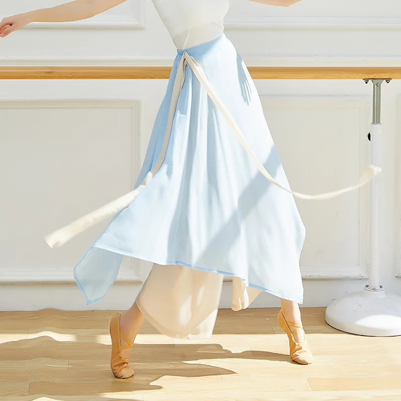 

Женские классические танцевальные брюки свободного кроя, двухслойные, с контрастными вставками, из шифона, для современных танцев, тренировок и сценических выступлений