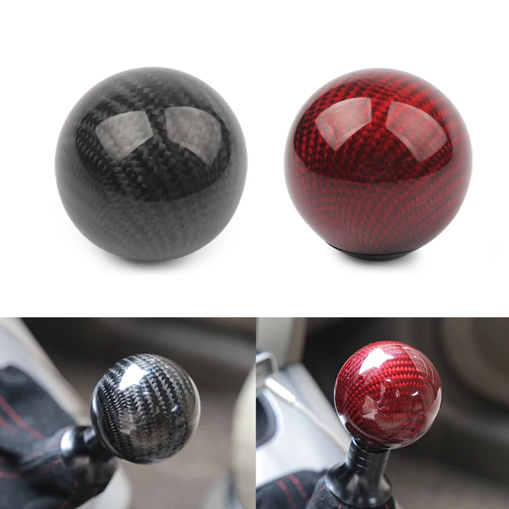 Carbon Fiber Knob for Automotive Use with Three Standard Adapters M8x1.25 M10x1.25 M12x1.25 for Manual Gearboxes