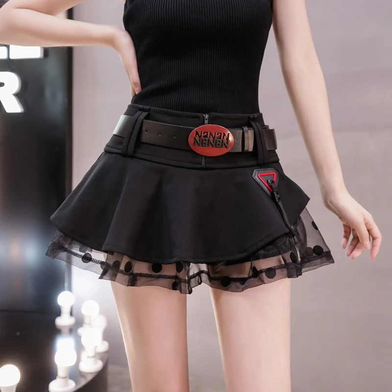 

Ladies Fashion Mini Skirt Women Clothes The Spice Girls Splicing Black Cake Skirts Casual Clothing Cheap Wholesale PAK8026