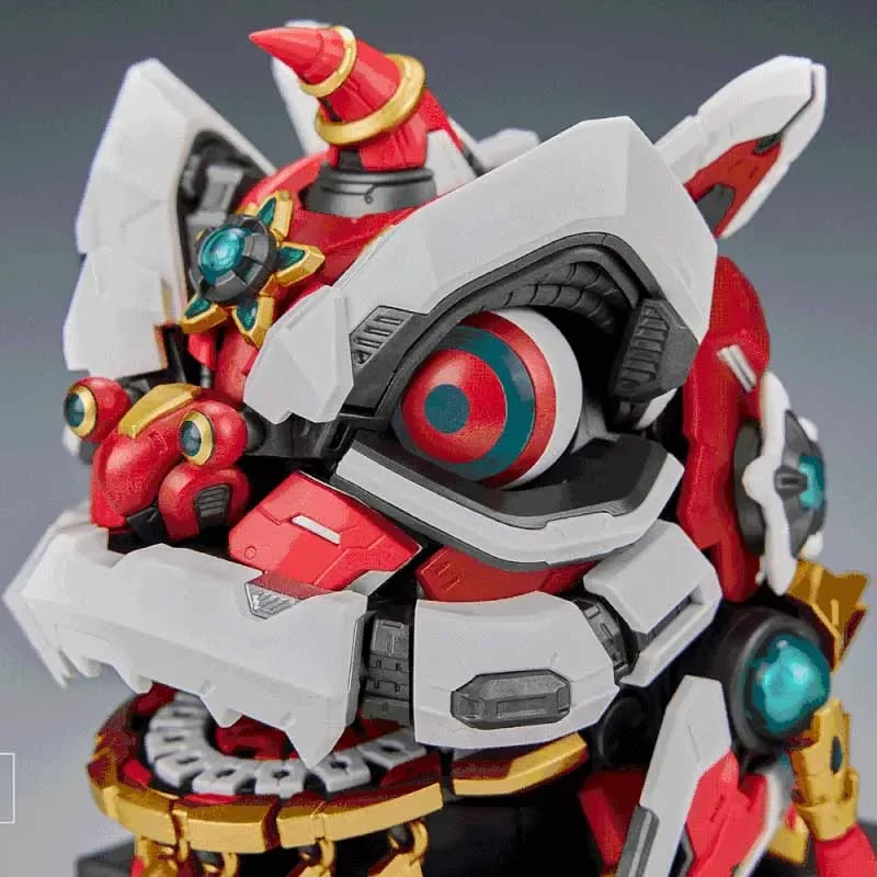 MECHA PIA Original Model Lion Dance Trendy Assembly Lucky Statue Light Effect Anime Action Figure Assembly Model for Boys Gifts