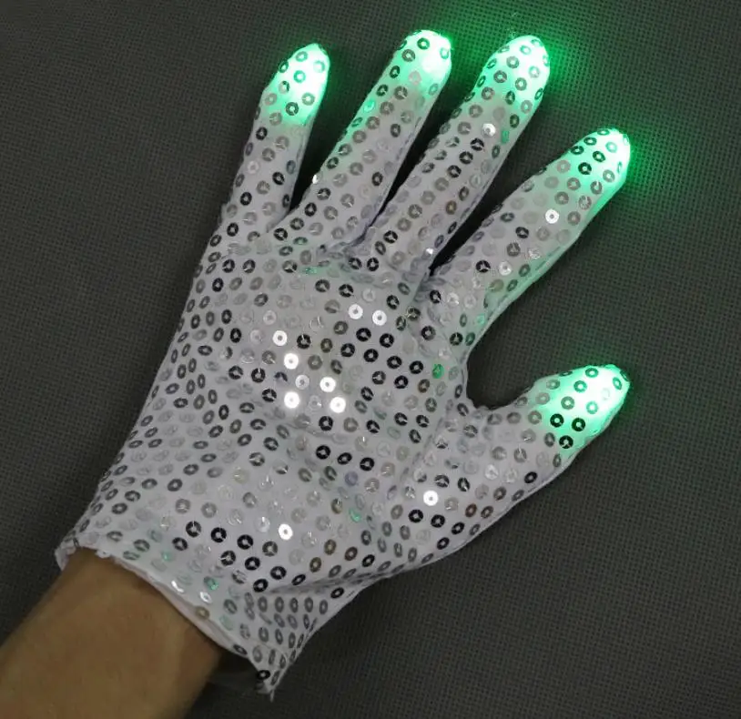 50pairs LED Sequins Gloves Rave Neon Party Finger Lighting Glow Light Up Glove bar Halloween Christmas performance stage Decor