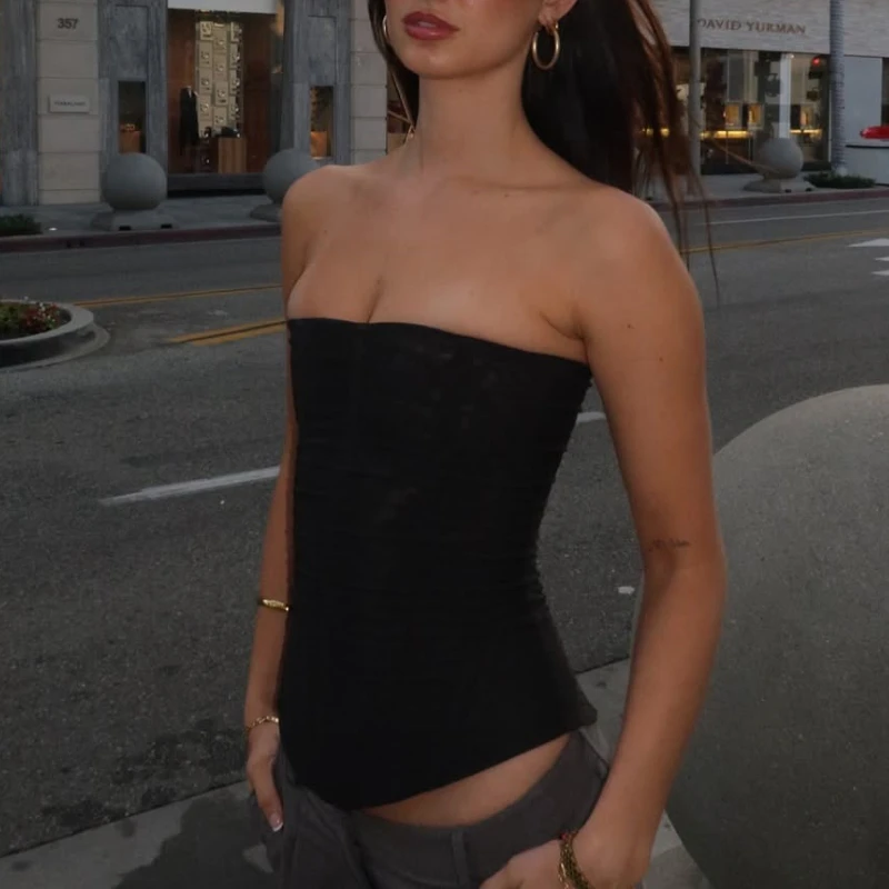 المرأة عالية الخصر هيكل السمكة الخصر مشد أعلى Bodycon أكمام شبكة سترة المحملة Y2K الصيف بلون مثير تانك القمم