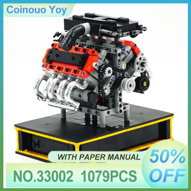 

Классический двигатель V8, модель строительного блока JIESTAR 33001, машина, часть мелких частиц, техническая образовательная игрушка «сделай сам», рождественский подарок для ребенка