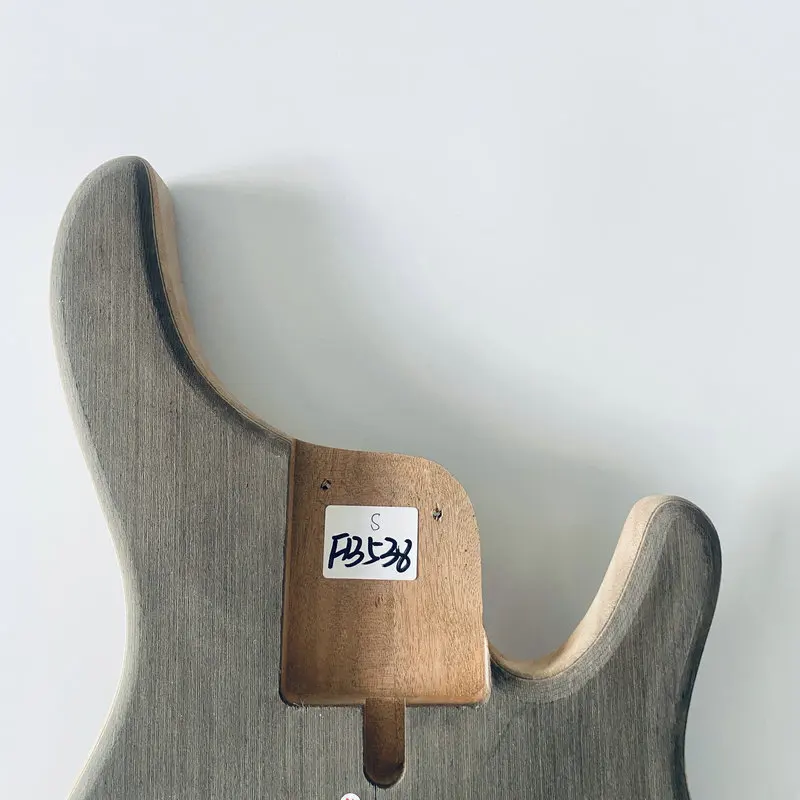 FB538 Jazz Bass 5 or 6 Strings Unfinished Electric Bass Body in Solid Mahogany+Solid Walnut Active Pickups for DIY Replace