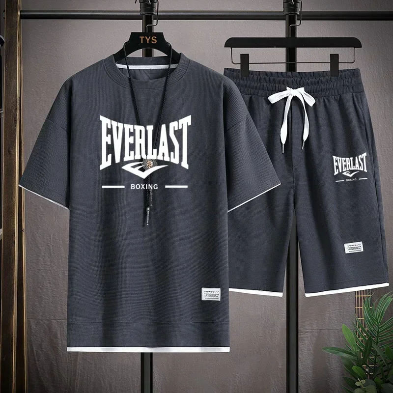 

2025 new casual sportswear for men summer two-piece clothing short-sleeved round neck and shorts two fashionable clothes