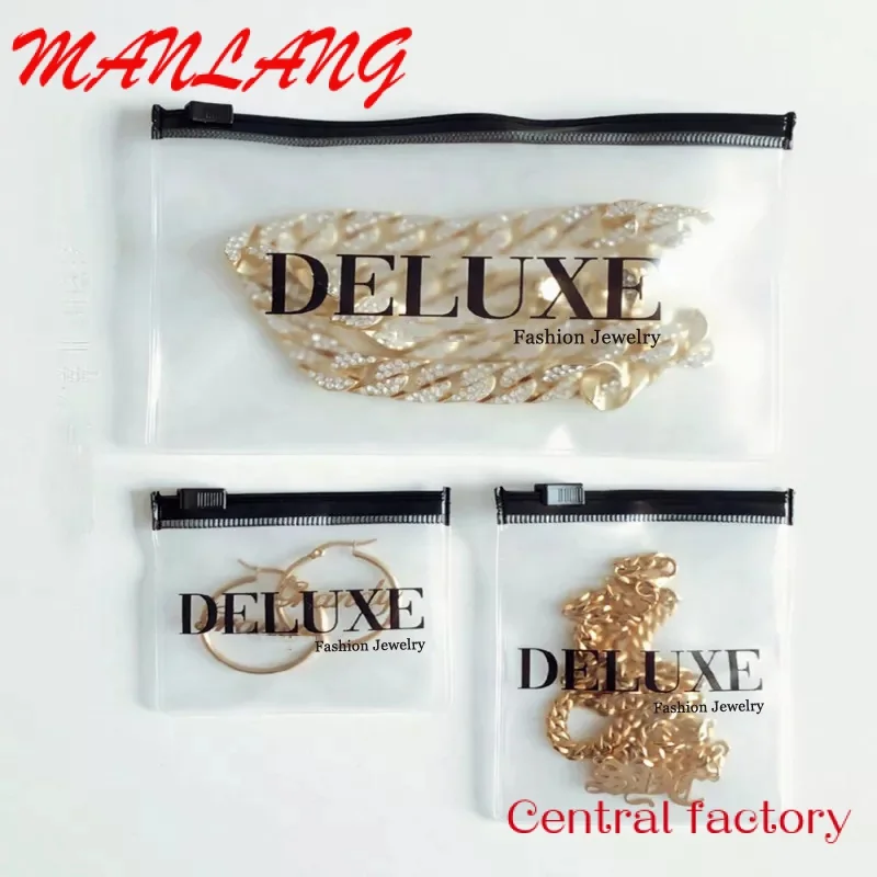 Custom  Custom plastic bag with logo Frosted Zipper jewelry pocket bags small packaging bags for jewelry pvc jewelry pouch