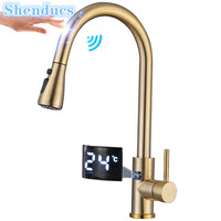 Touch Digital Kitchen Faucets 304 Stainless Steel Hot Cold Kitchen Sink Mixer Tap Brushe Gold Sensor Touch on Kitchen Faucets