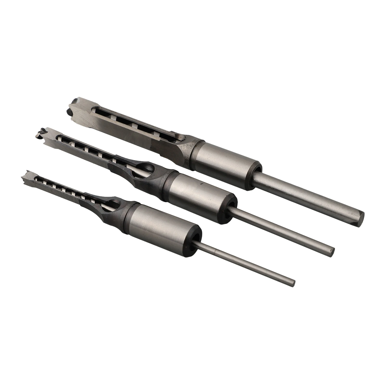 Drill Bit Square Hole Saws Auger For Carpentry High-speed Steel Mortise Mortising Saw Set Woodworking 3Pcs 56HRC Hardness