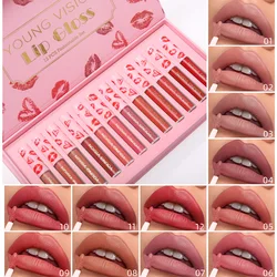 12-Piece Lip Glaze Set with Magnetic Gift Box, Matte Finish, Non-Stick Cup, Long-Lasting Liquid Lipstick, Perfect for Smooth