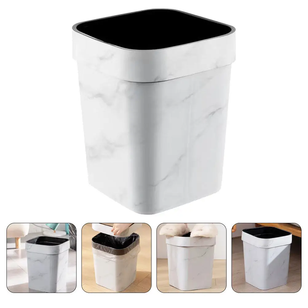 

Современная мусорная корзина в мраморном стиле без крышки, устойчивая, для ванной, офиса, спальни, гостиной, для бытовых отходов