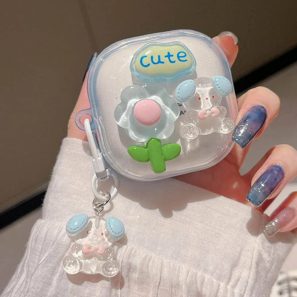 Cute DIY Watermelon Fruit Rabbit Bear Tulip Flower Pendant Case For Samsung Galaxy Buds Live Buds2 Pro Buds 2 FE Earphone Cover