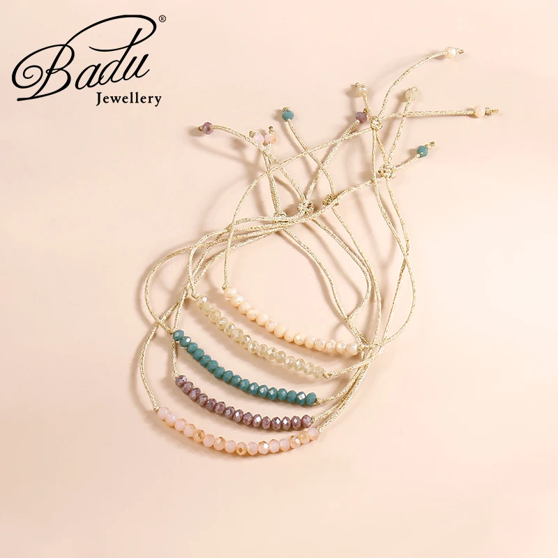 Badu Colorful Crystal Beads Friendship Bracelet for Women Girls Fashion Lucky Handmade Jewelry Dainty Beaded Bracelets