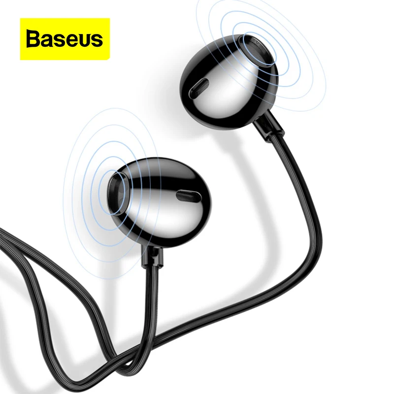 Baseus 3.5mm Wired Half In Ear Earphone 360 ° Deep Bass for Notebook Mobile Phone High Quality 6D Surround Stereo Sound Headset