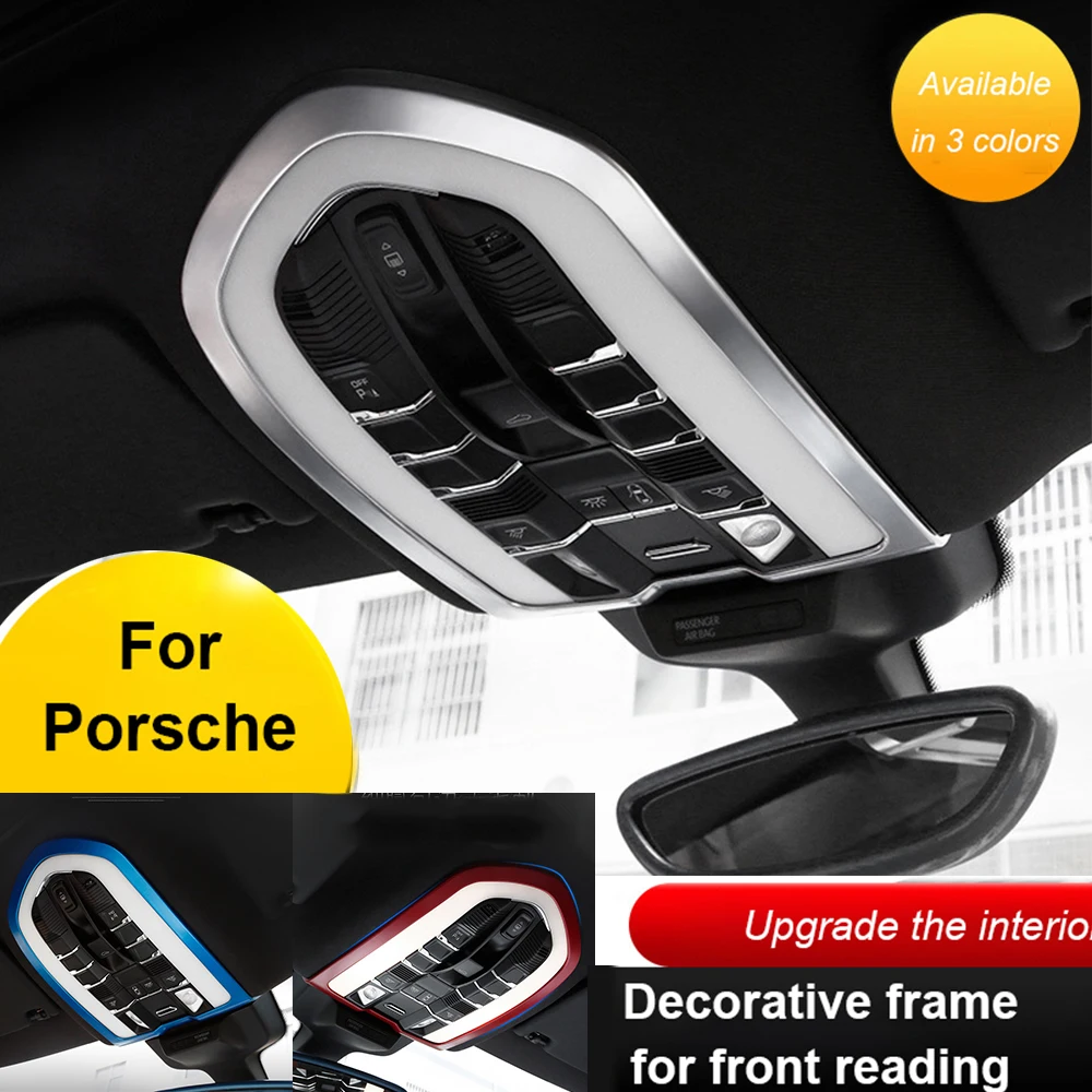 

For Porsche All Series Cayenne Macan Panamera Car Roof Reading Light Control Frame Sticker Interior Trim Styling Accessories