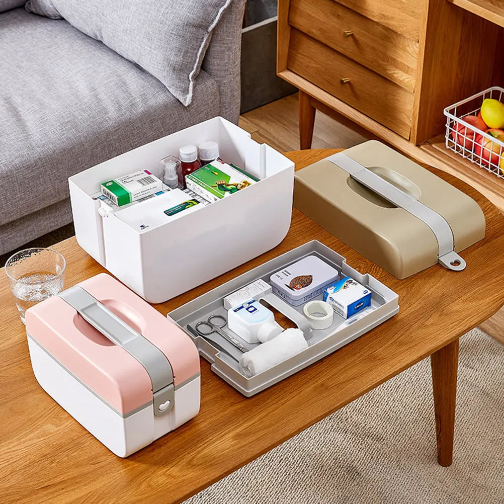 

Lightweight Lockable Medicine Storage Container High-Capacity Multi-Functional Case for Home Office School Brown L