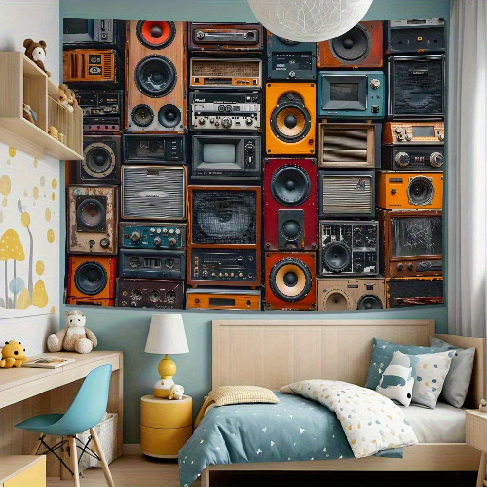 Vintage Audio Equipment Tapestry - Retro Wall Hanging for Bedroom and Living Room Decor, Ideal Gift for Music Lovers