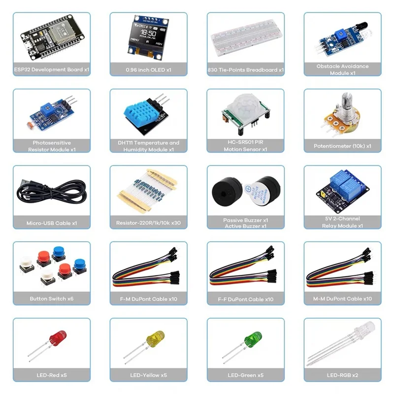 ABGE-New ESP32 Starter Kit لـ ESP32 ESP-32S WIFI IOT مجلس تطوير لتقوم بها بنفسك مجموعة التعلم