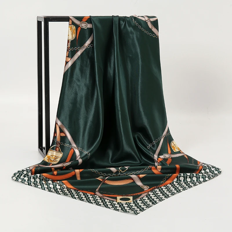 Lenço quadrado de seda feminino, bandana, cabeça, xale, cetim, foulard, hijab grande, lenço, lenços, pashmina, bandana, senhora, 2021