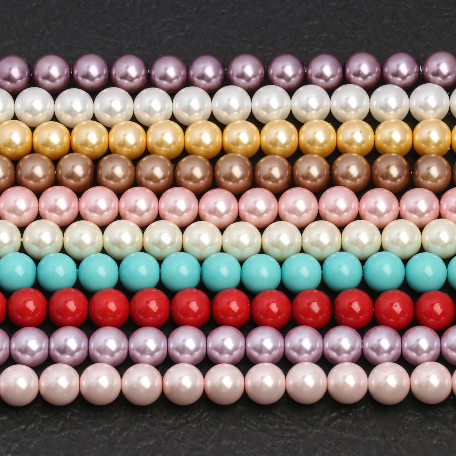 4 6 8 10mm Glass Beads Colorful Imitation Pearl Loose Spacer Round Smooth Beads For Diy Jewelry Making Handmade Bracelet Earring