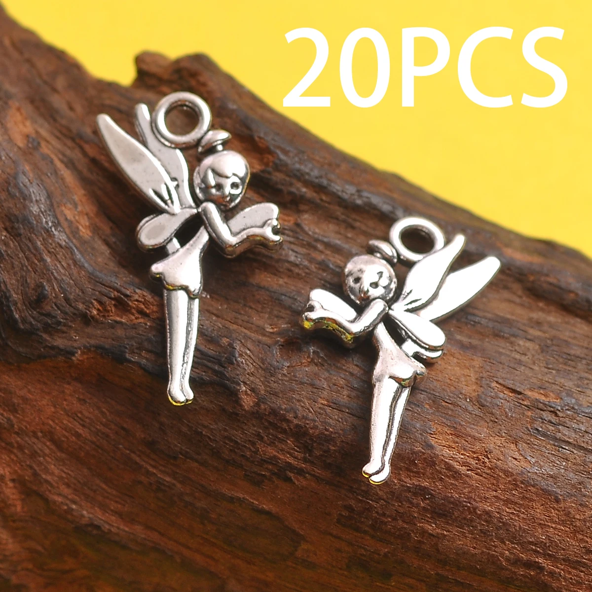 20 Pieces of Winged Fairy-Shaped Charms, Three-Dimensional Fairy Pendants, Suitable for DIY Bracelets, Necklaces, and Earrings, Handmade Beaded Jewelry Accessories