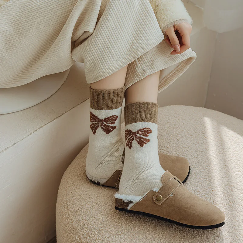 

Women Wool Socks Warm Winter Thick Cashmere Fuzzy Casual Solid Color Comfortable Home Sock Soft Long Thermal High Quality