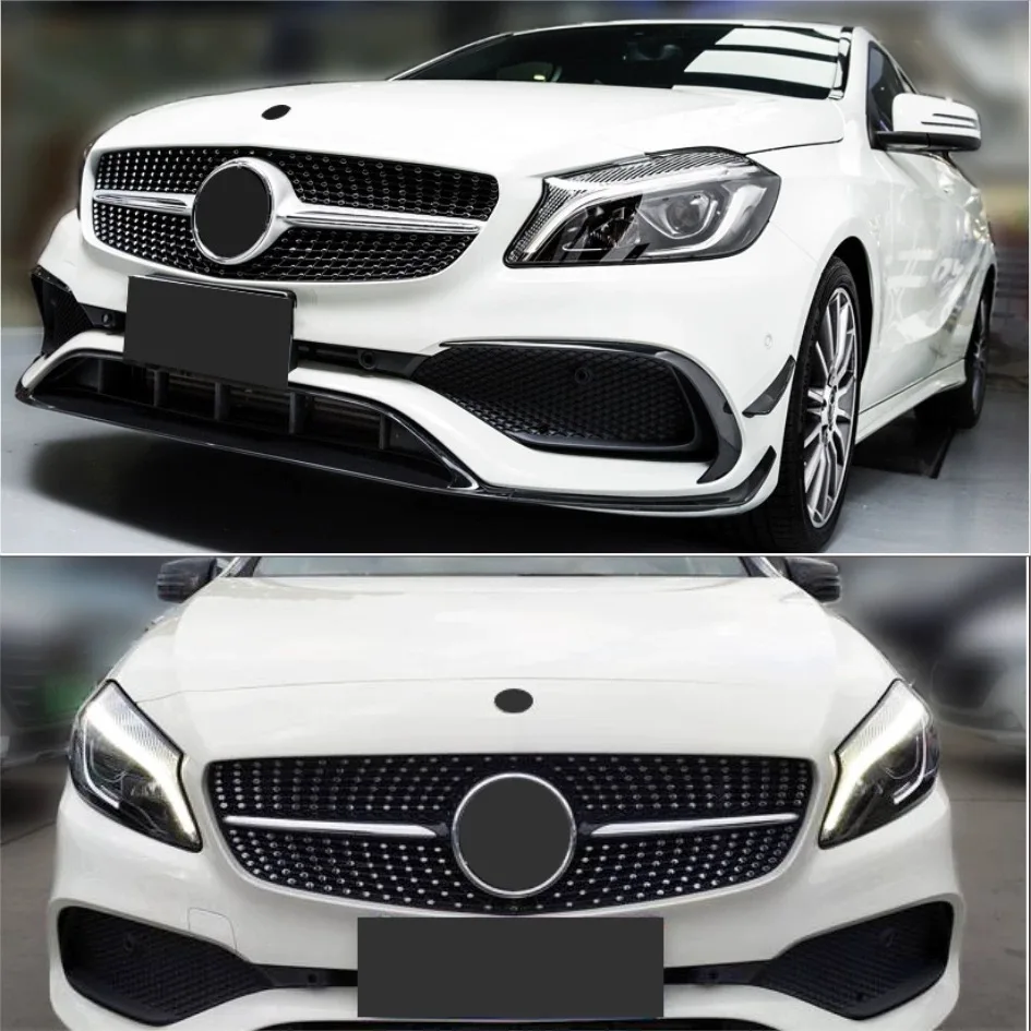 

Diamond GT Style Front Bumper Grille For Mercedes Benz A-Class W176 2013-2018 A45 A200 A180 Gloss Black ABS Material