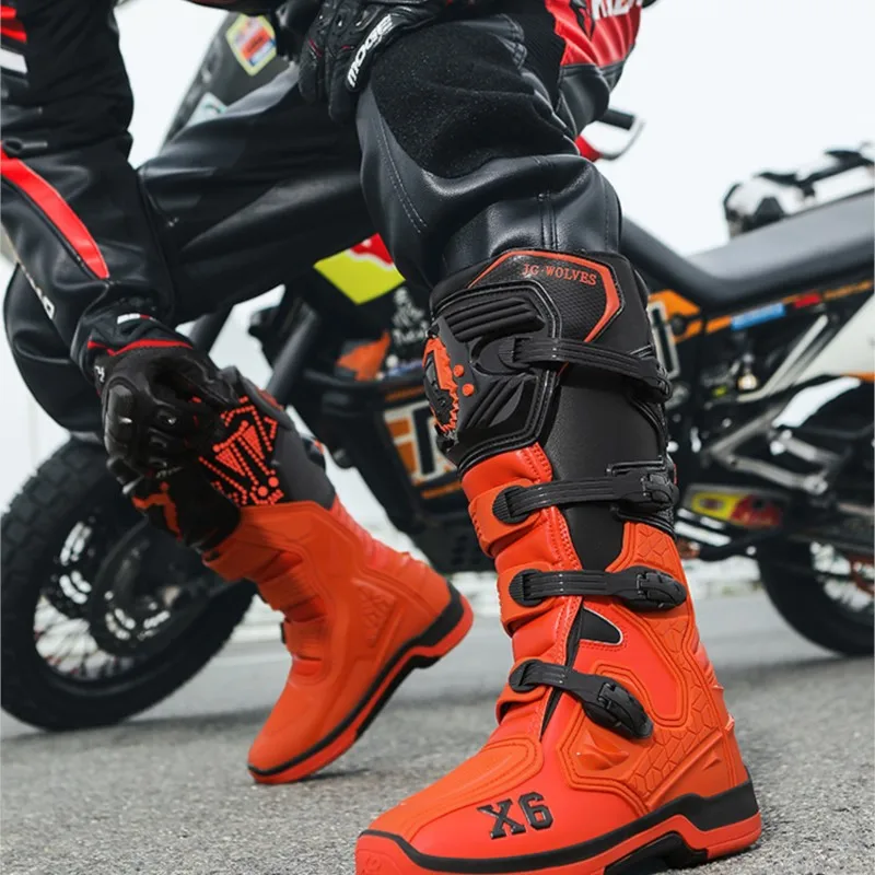 

Men's Motorcycle Boots Women Riding Mid-Calf Ankle Protective Shoes Moto Motorbike Equipment Racing Long Motorcycle Boots