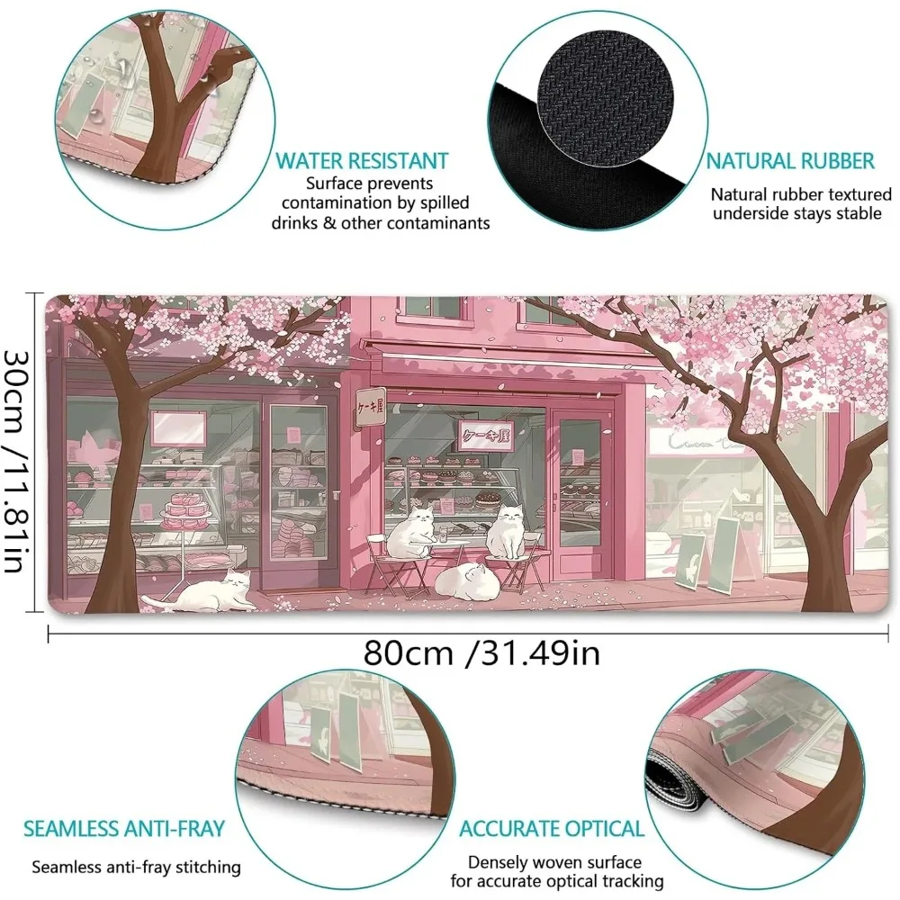 Pink Cherry blossom cat cut mouse pad  gaming mats office mat gamer pc accessories keypad expansion pads rubber anti-slip