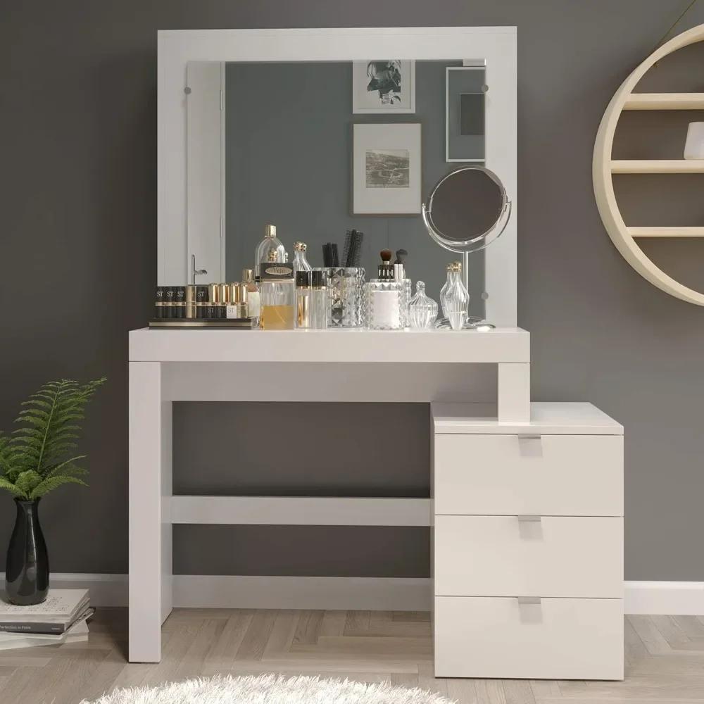 Coiffeuse en spantablespantable avec miroir et armoire, 17,5 