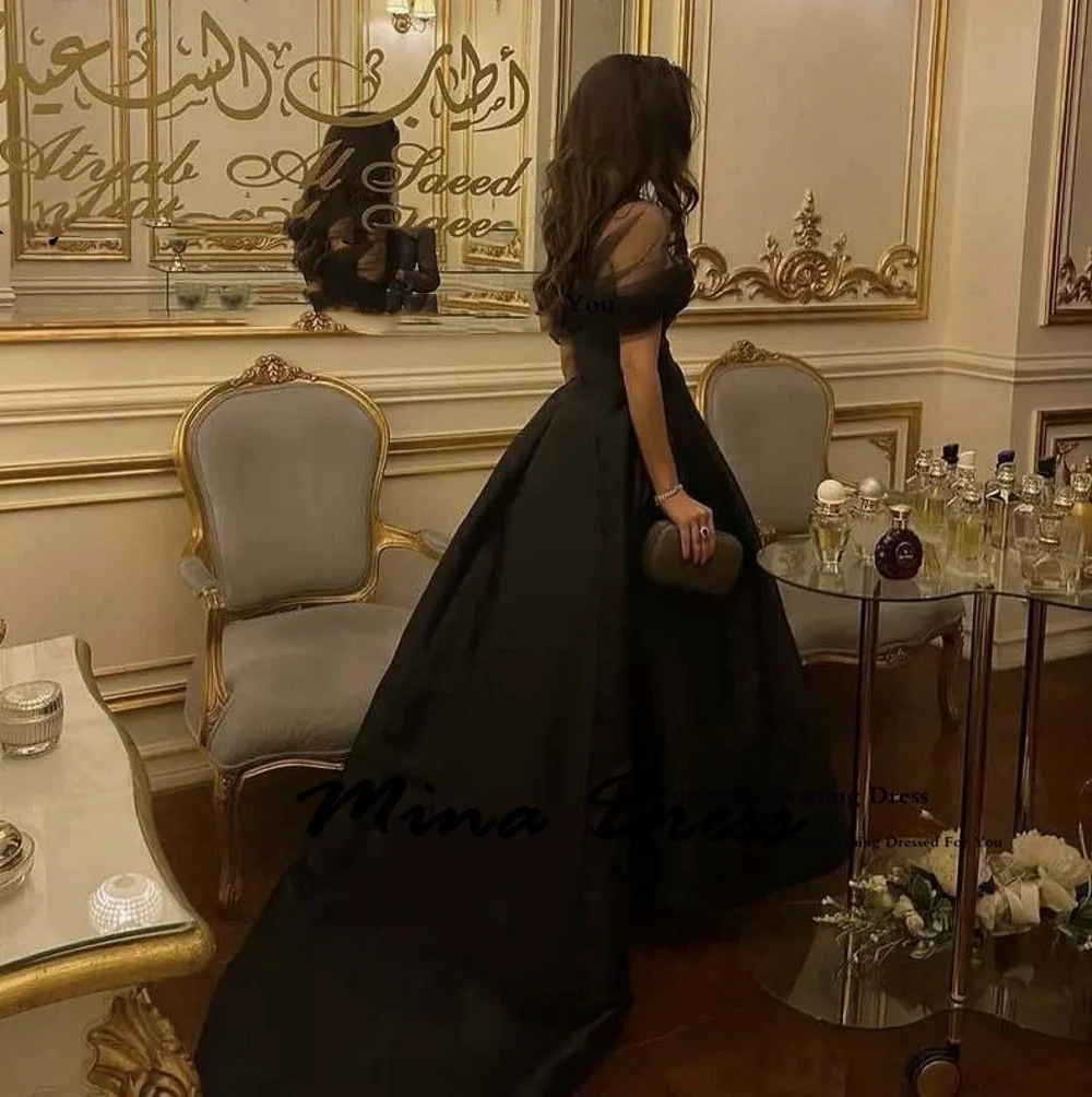 Mina-Elegant dress with satin as the contracting party, lace tight corset, black, long floor length, evening, formal occasion