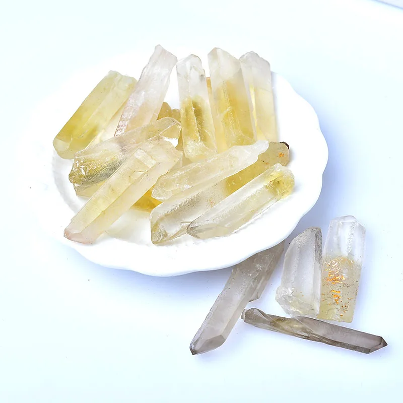 50-100g Natural quartz Citrine Point Healing Stone Prisms Obelisk Wand Reiki Healthy Home Decoration Souvenir Crystal Wand