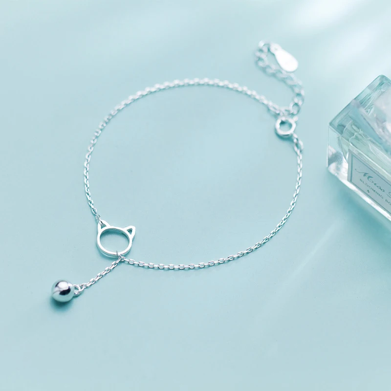 Modian Trendy New Sale Chain Link Cat Lucky Bell Bracelet Tiny Cute 100% 925 Sterling Silver Bracelets For Women S925 Jewelry