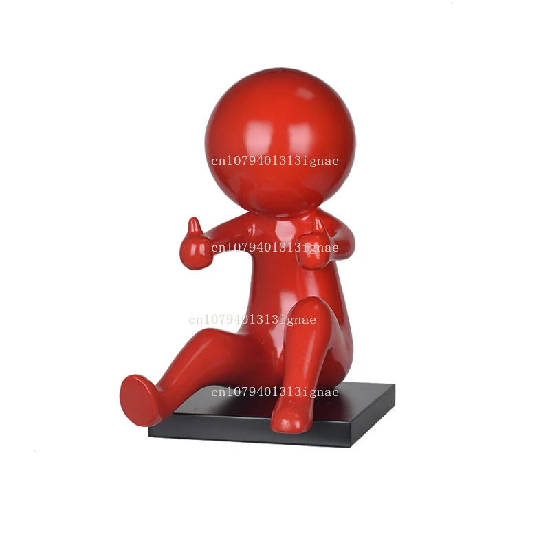 Simple tabletop ornaments, sitting small red man ornaments, heavy thinkers like characters