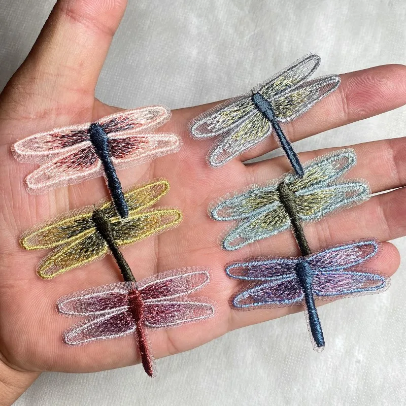 5Pcs Colorful Embroidery Dragonfly Patches Sweater Jeans Appliques Decor DIY Headwear Clothing Bag Sewing Decor Accessories