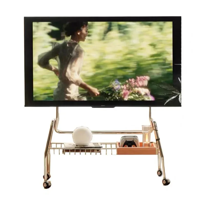 

Simple wind stainless steel screen shelf, creative removable TV rack, living room hanger